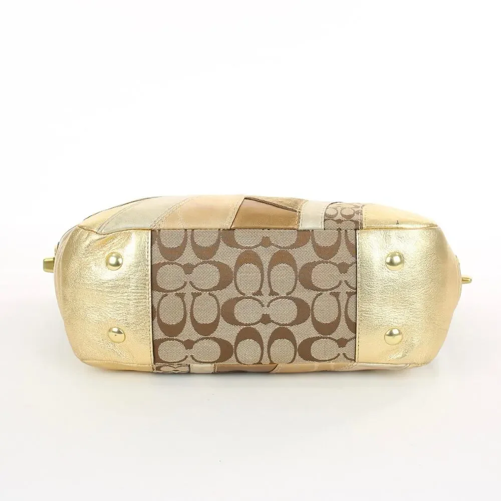 Coach Vintage Gold Metallic Patchwork Tote Bag